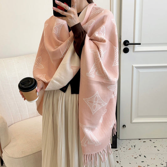 Fringed 100% cashmere shawl scarf mysite