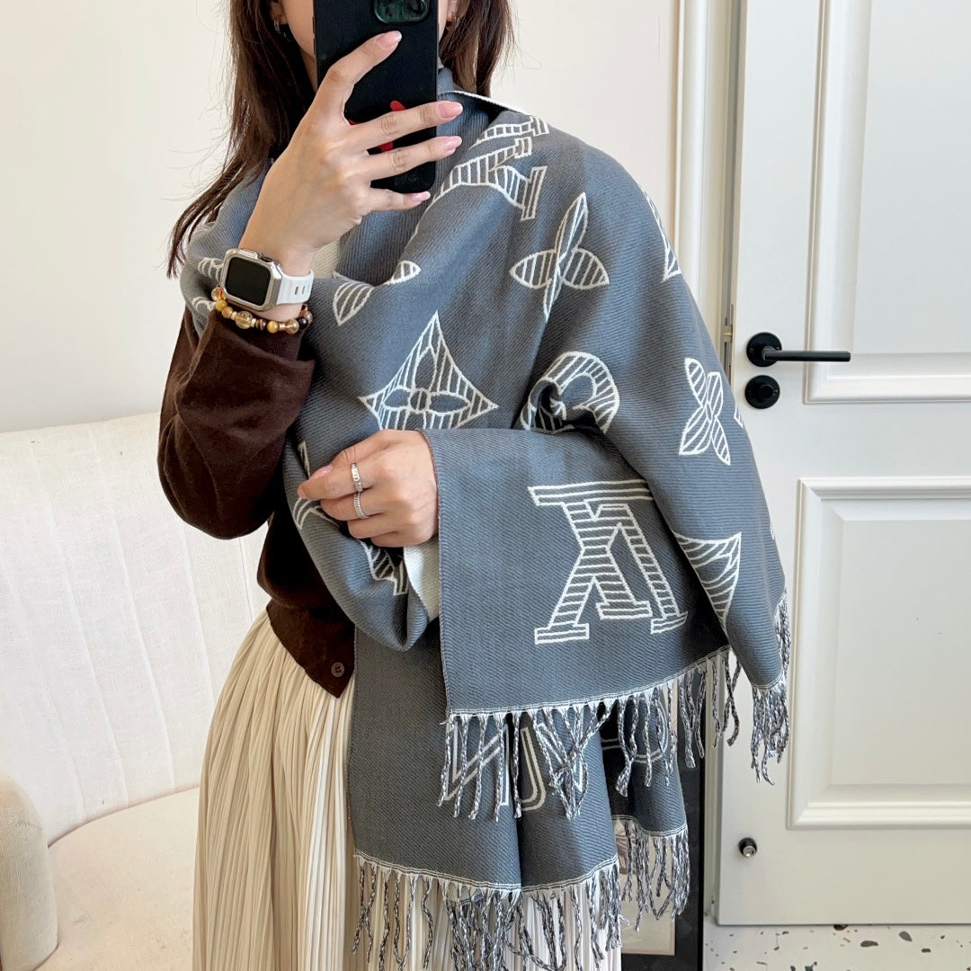 Fringed 100% cashmere shawl scarf mysite