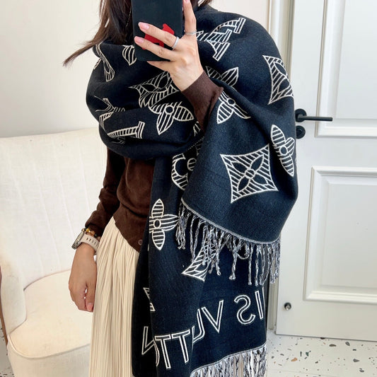 Fringed 100% cashmere shawl scarf mysite