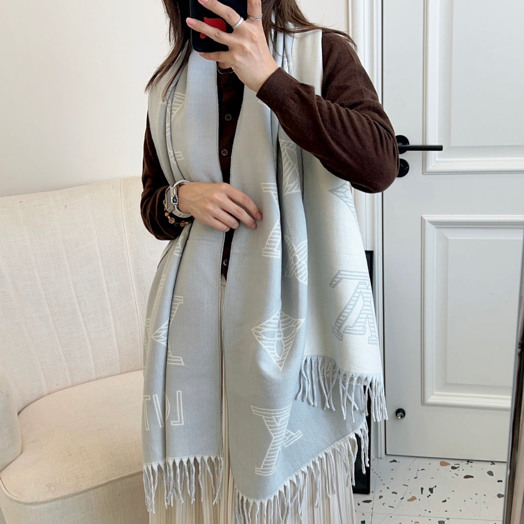 Fringed 100% cashmere shawl scarf mysite