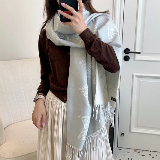 Fringed 100% cashmere shawl scarf mysite