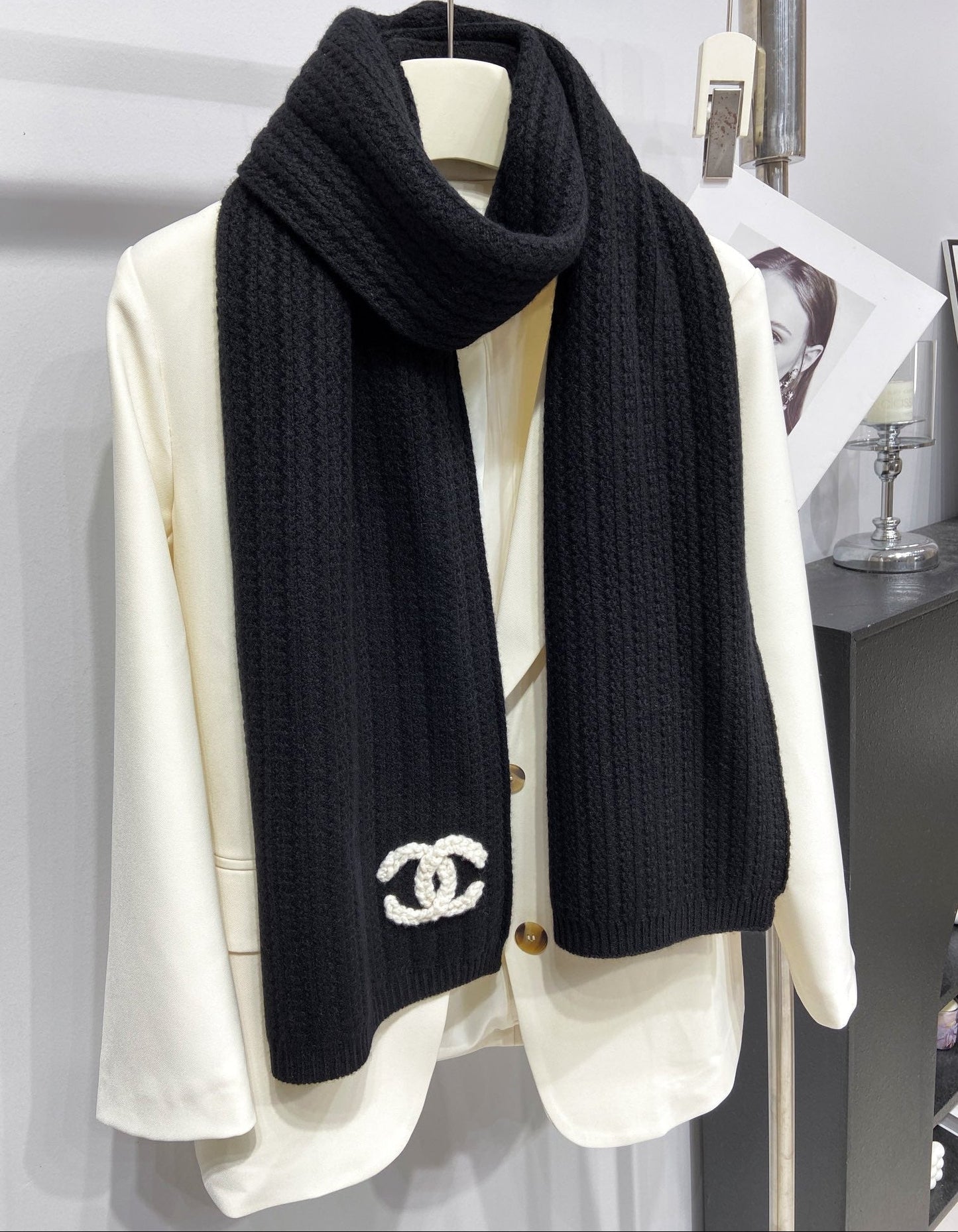 Fashionable diamond jacquard knitted 100% cashmere scarf mysite