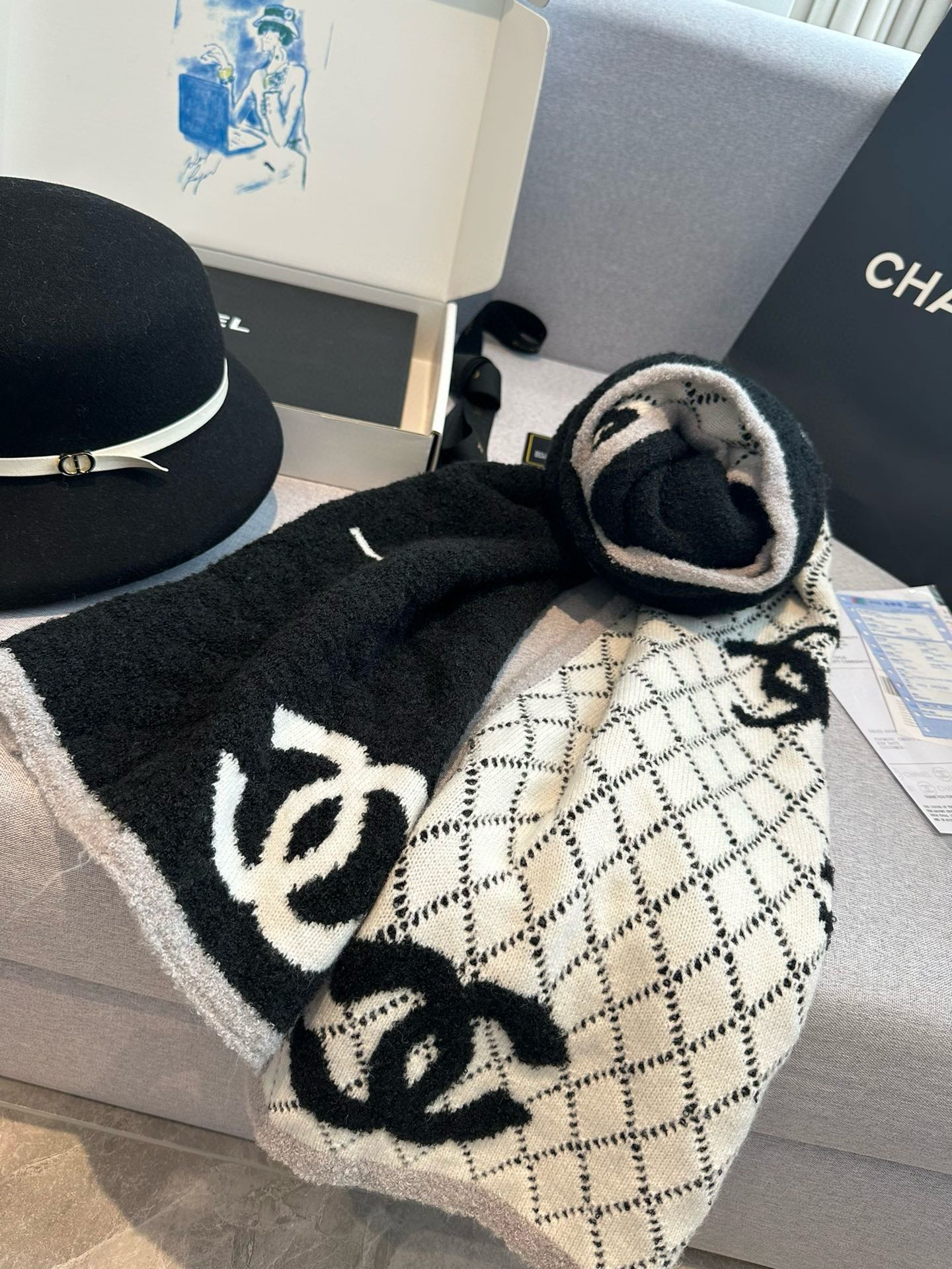 Diamond-patterned Letters Cashmere Scarf mysite