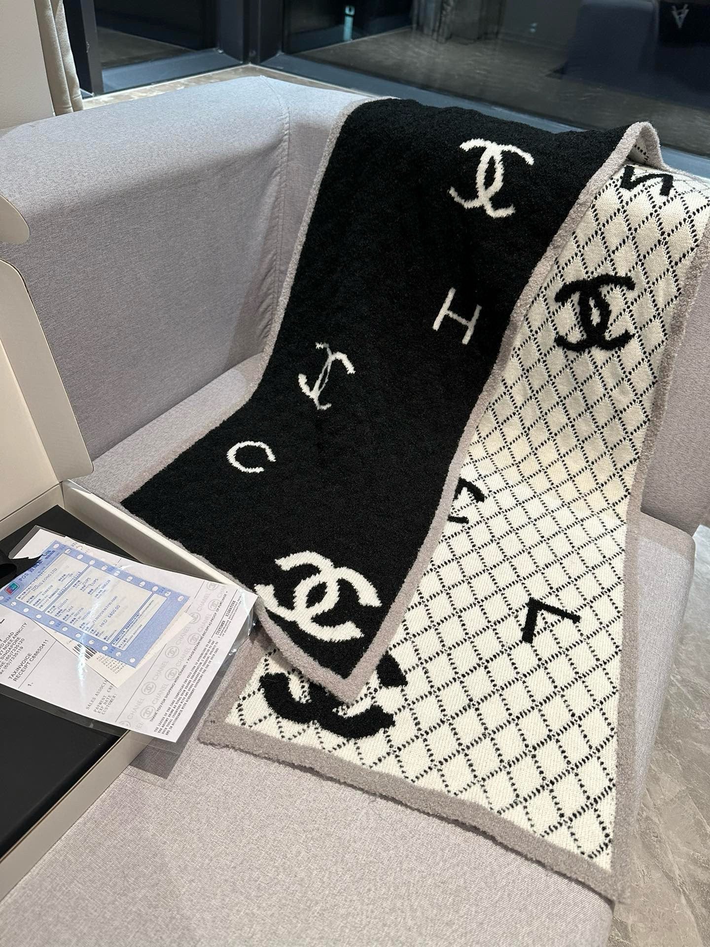 Diamond-patterned Letters Cashmere Scarf mysite