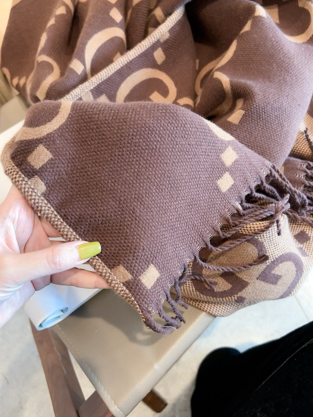 Brown Vintage Wool Jacquard Cape mysite