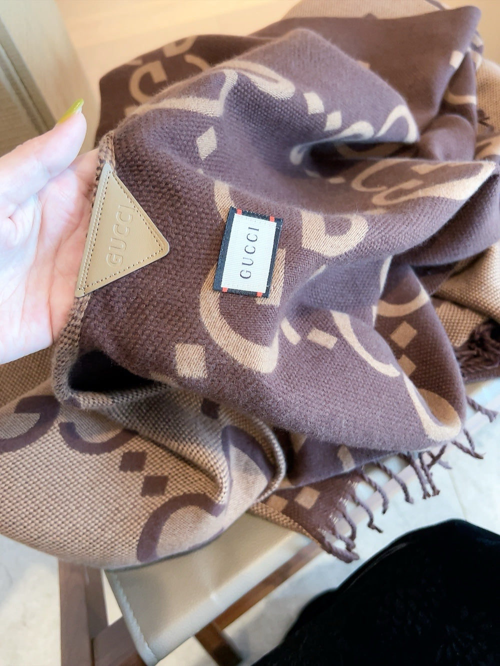 Brown Vintage Wool Jacquard Cape mysite