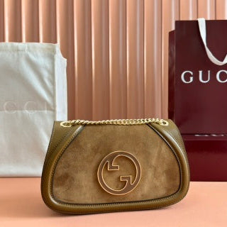 Gucci Blondie Small Shoulder Bag 26 Brown Suede Calfskin 272178 mysite