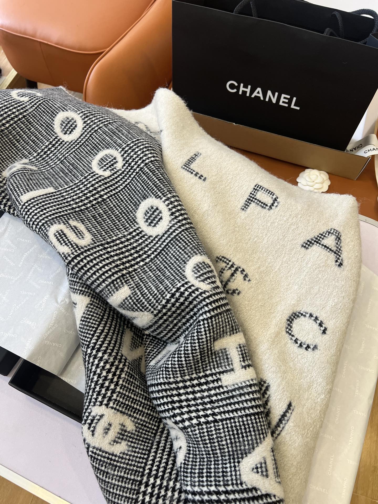 Check double-faced wool scarf mysite