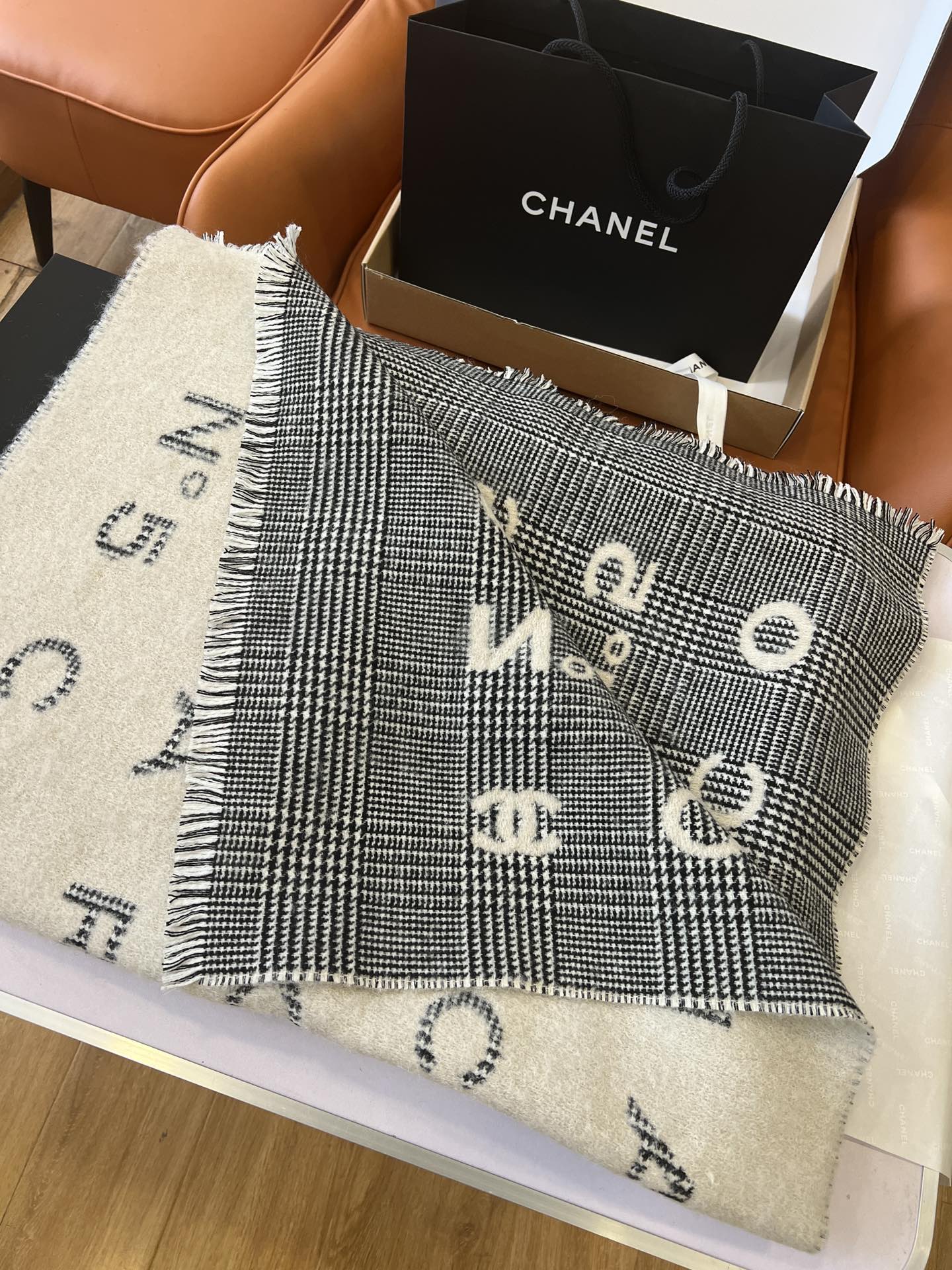 Check double-faced wool scarf mysite