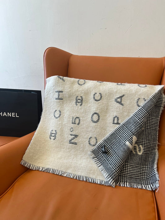 Check double-faced wool scarf mysite