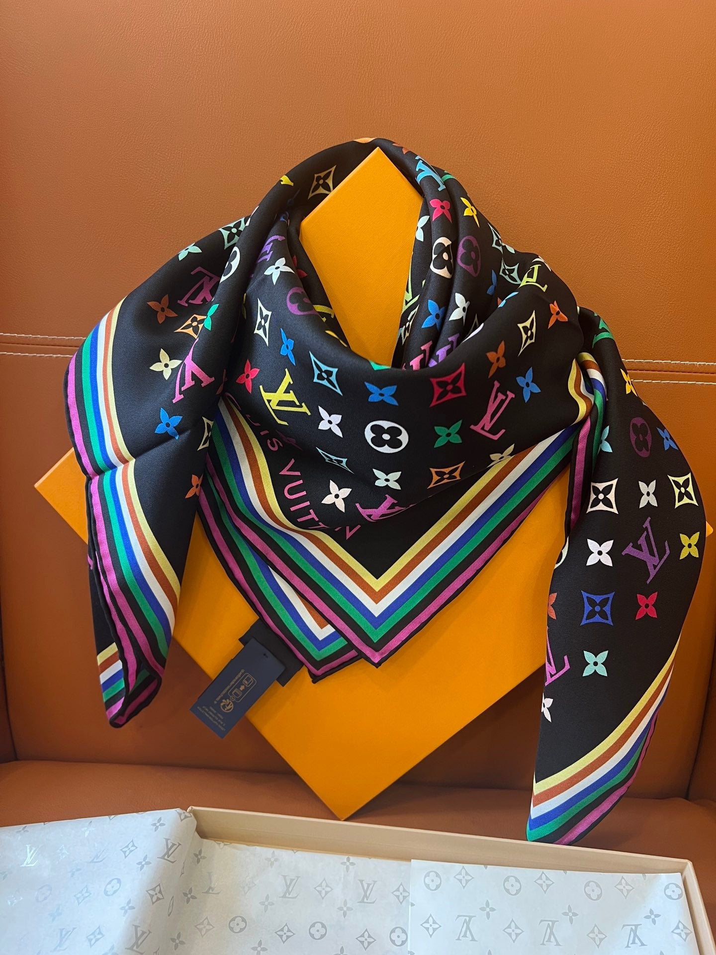 Colorful printed square silk scarf mysite