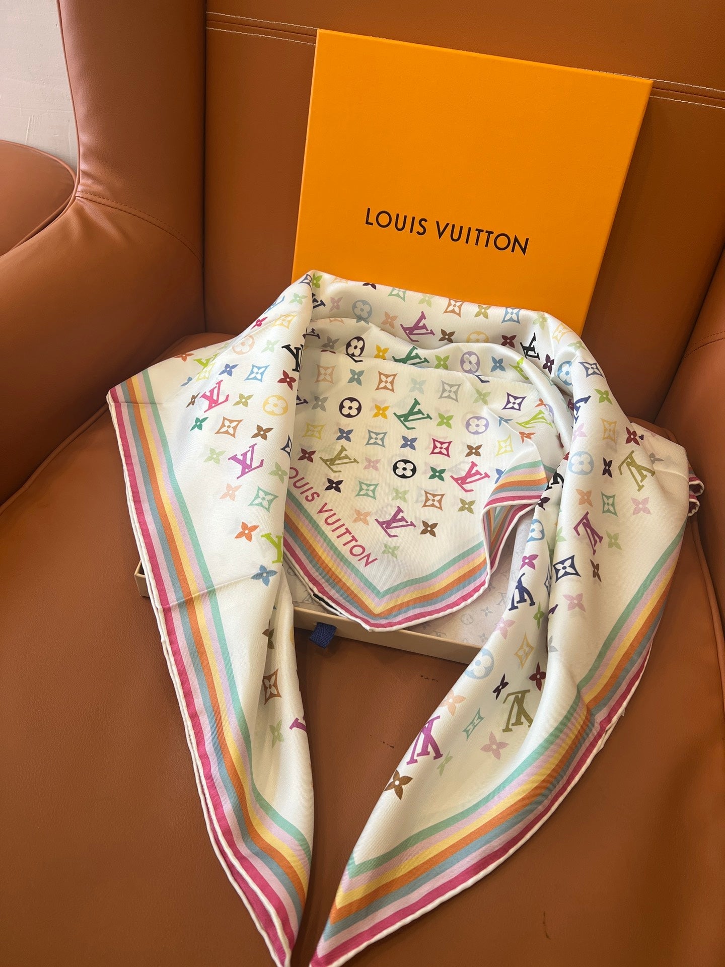 Colorful printed square silk scarf mysite