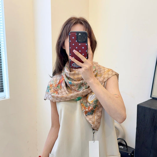 Classic silk printed floral shawl mysite