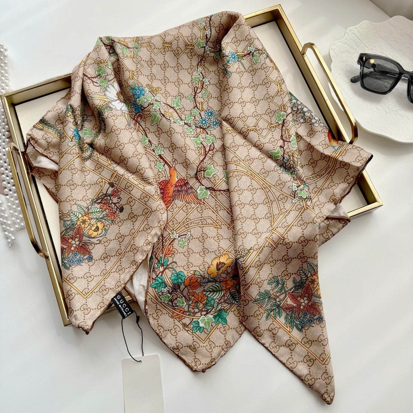Classic silk printed floral shawl mysite
