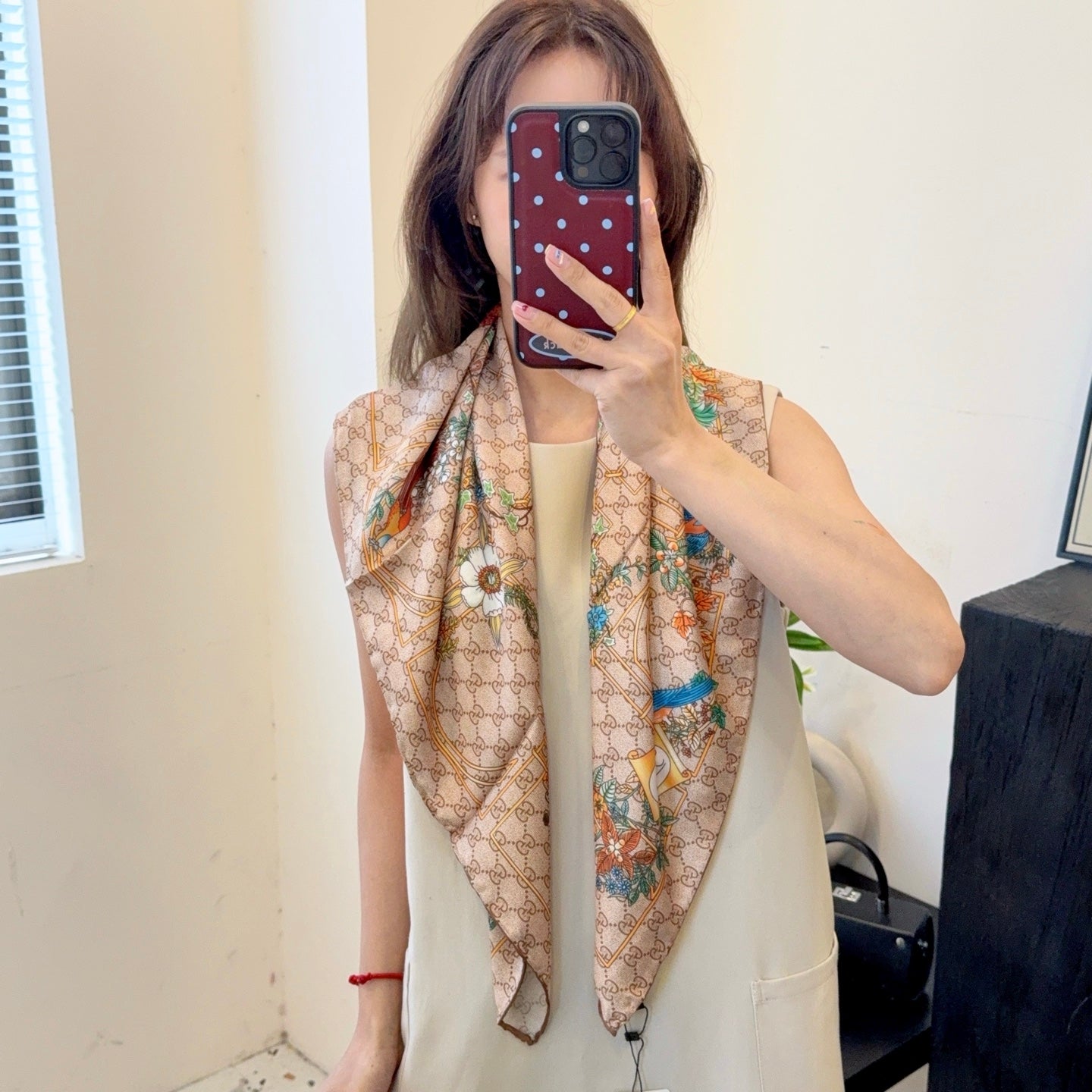 Classic silk printed floral shawl mysite