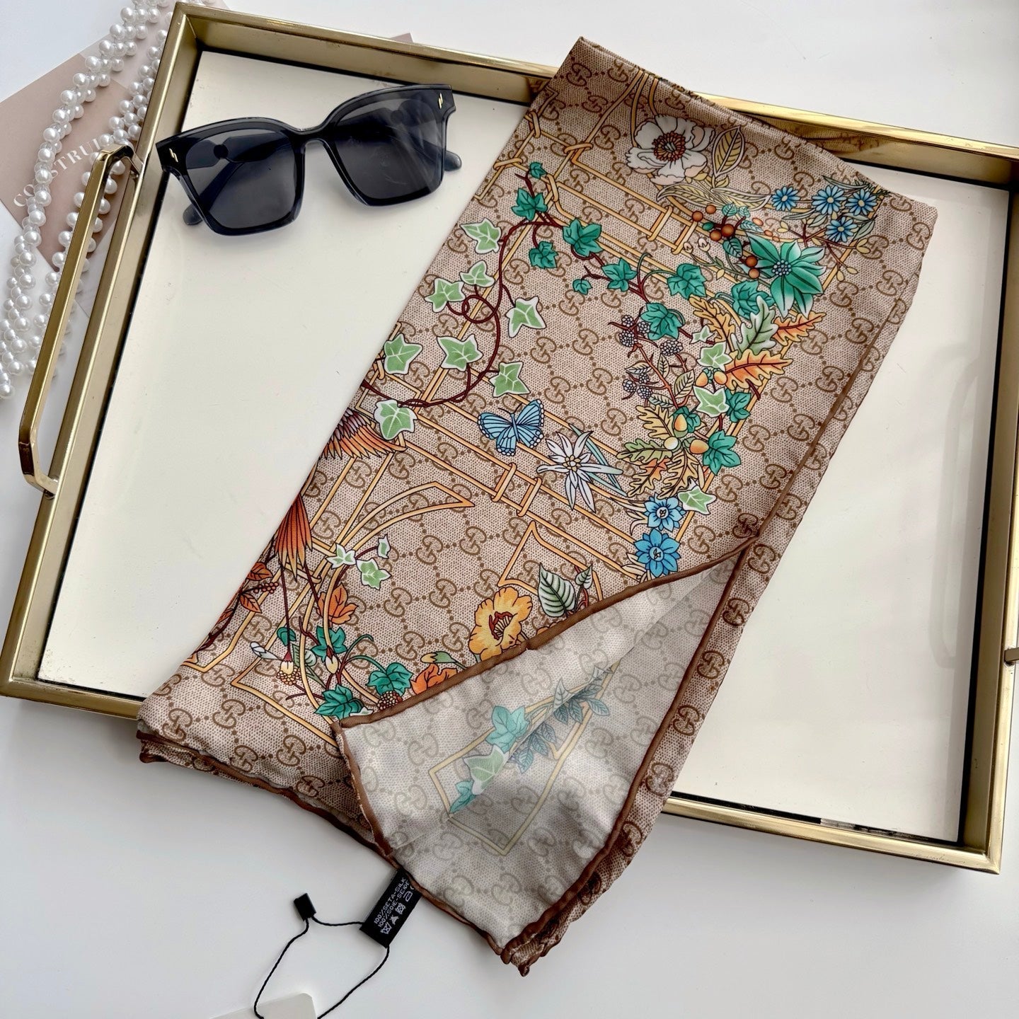 Classic silk printed floral shawl mysite