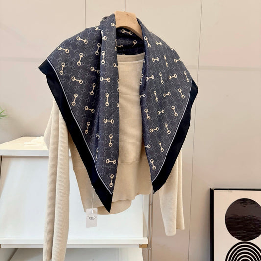 Classic Silk Printed Black Shawl mysite
