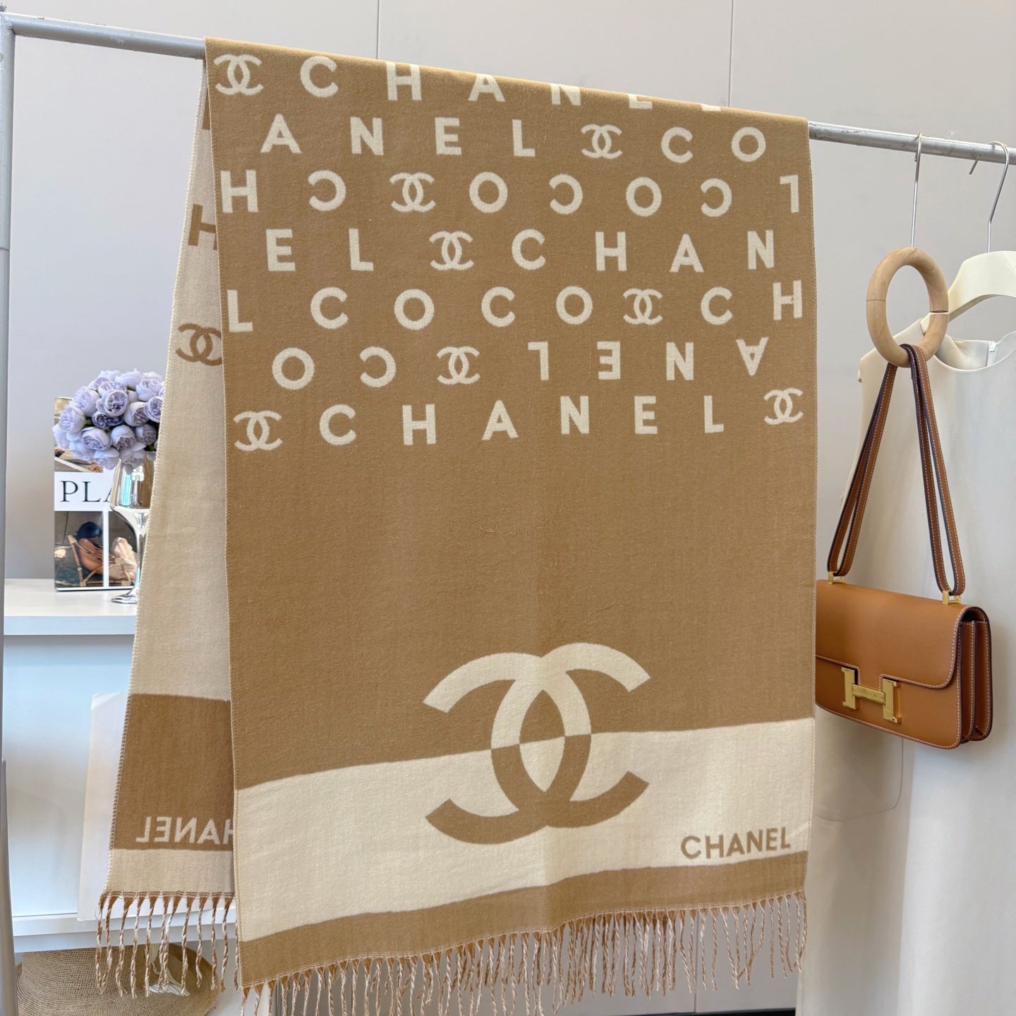 Double-sided jacquard tassel scarf mysite