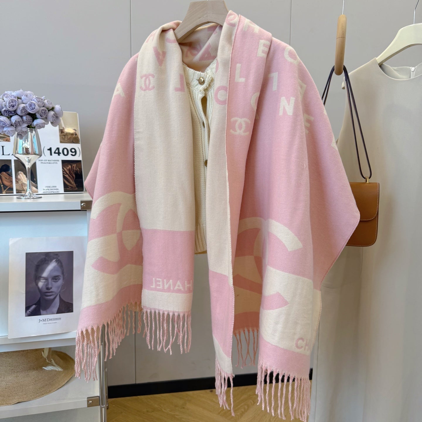 Double-sided jacquard tassel scarf mysite