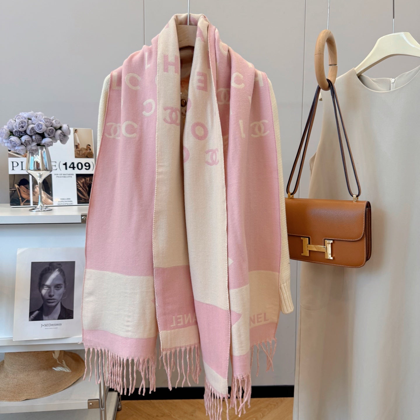 Double-sided jacquard tassel scarf mysite