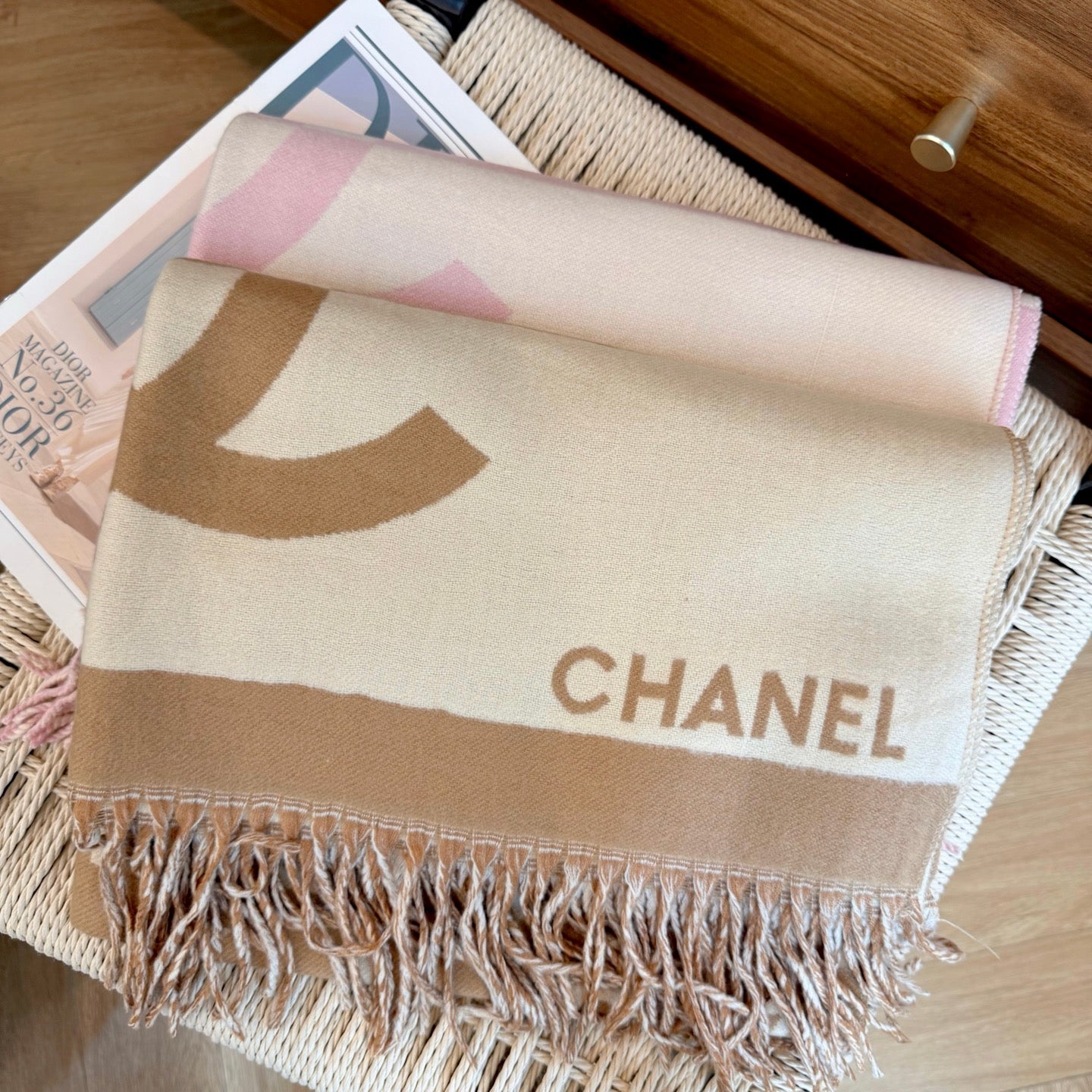 Double-sided jacquard tassel scarf mysite