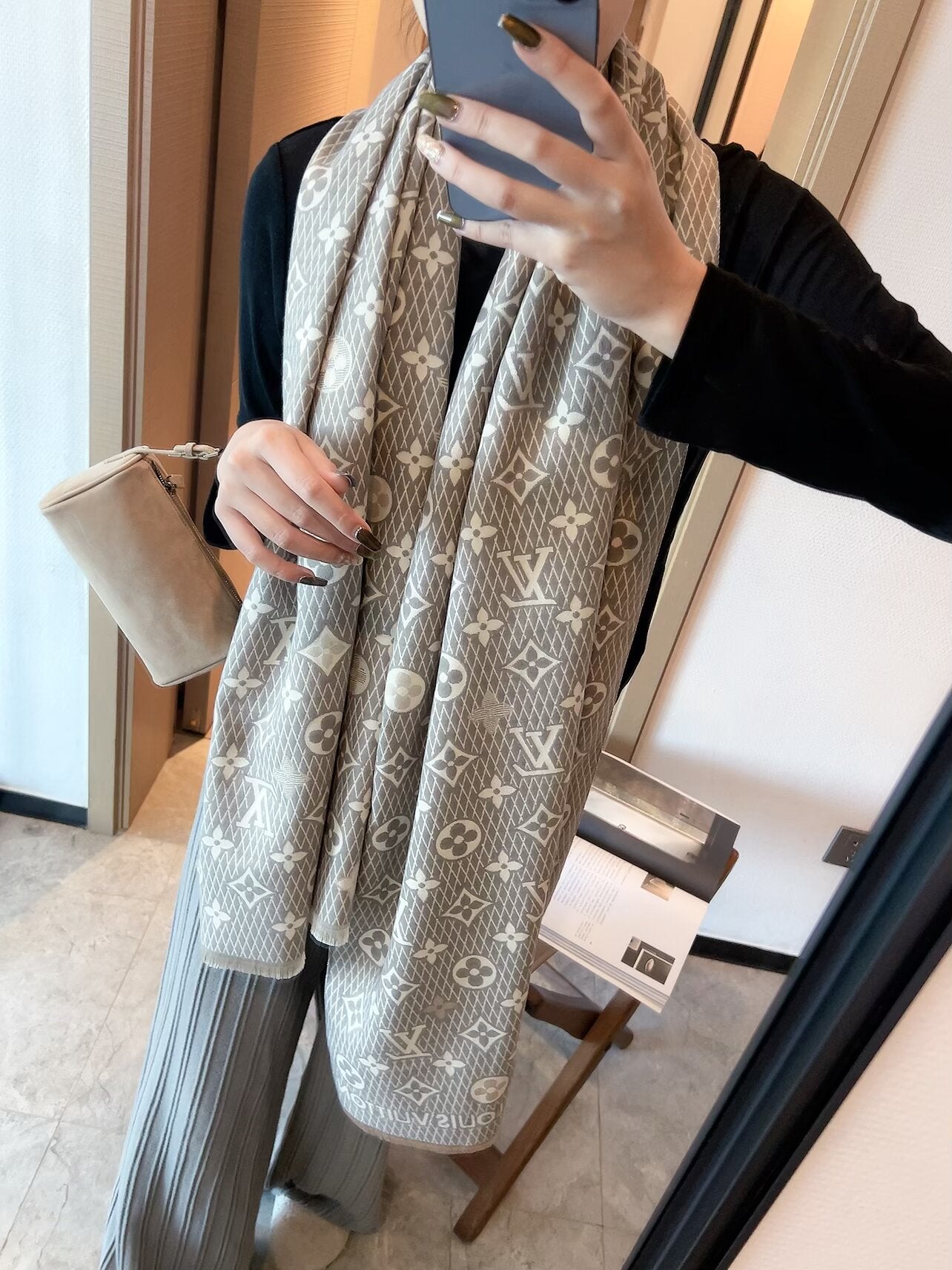 Double-sided jacquard plaid scarf mysite