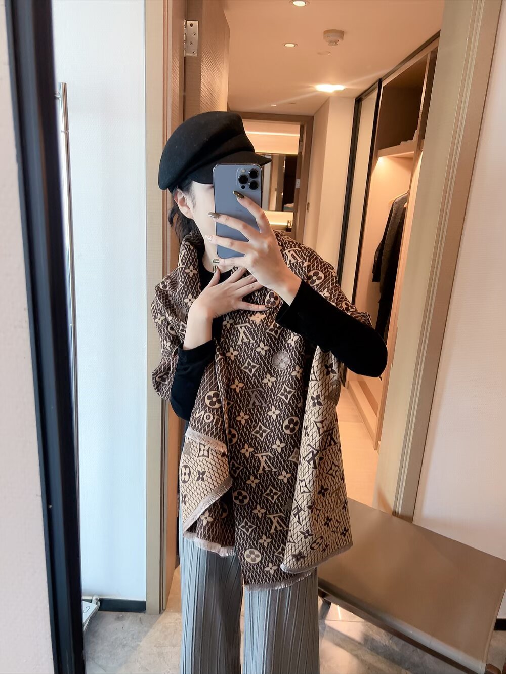 Double-sided jacquard plaid scarf mysite
