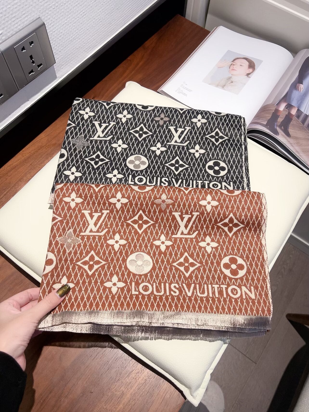 Double-sided jacquard plaid scarf mysite