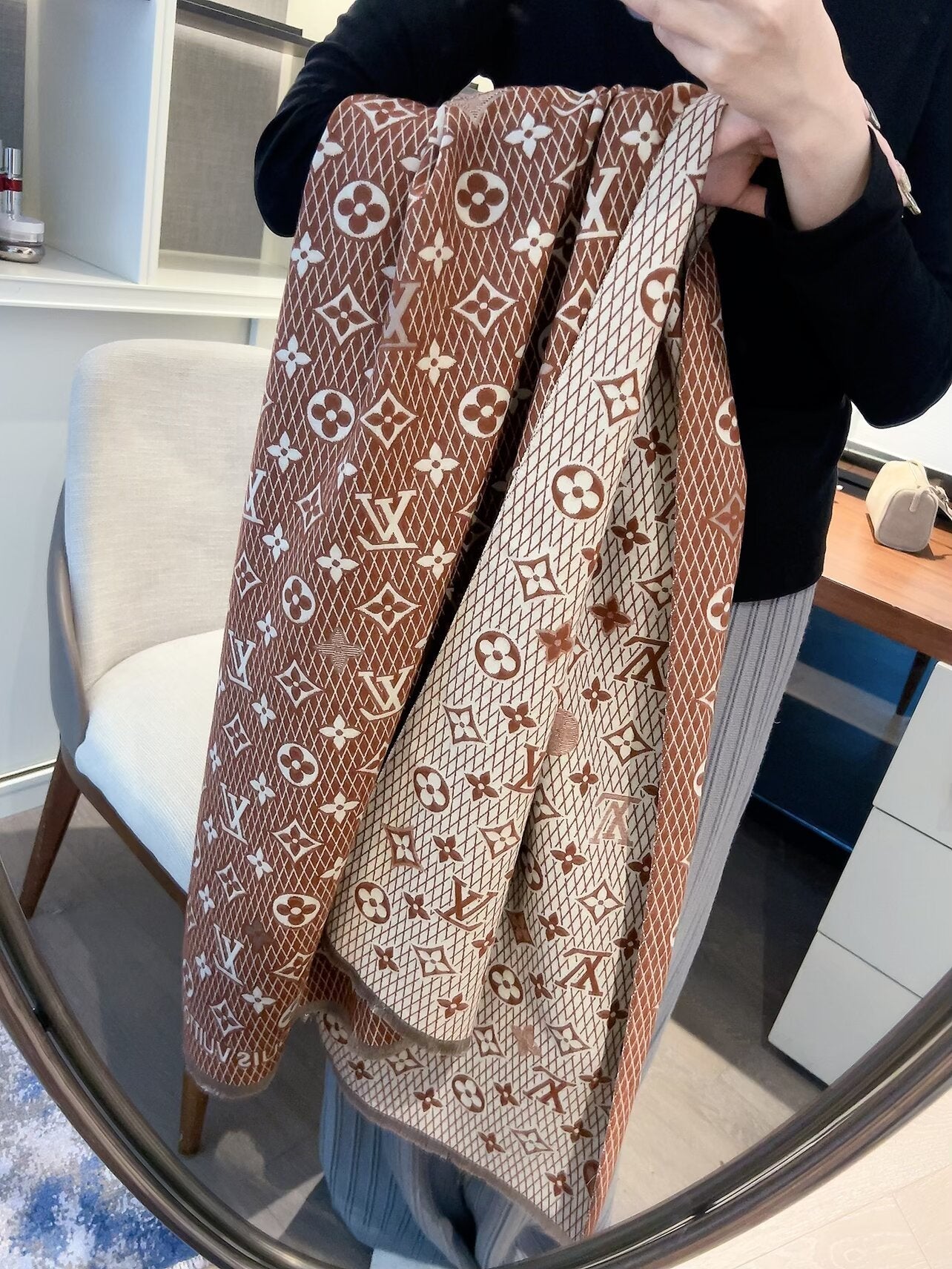 Double-sided jacquard plaid scarf mysite