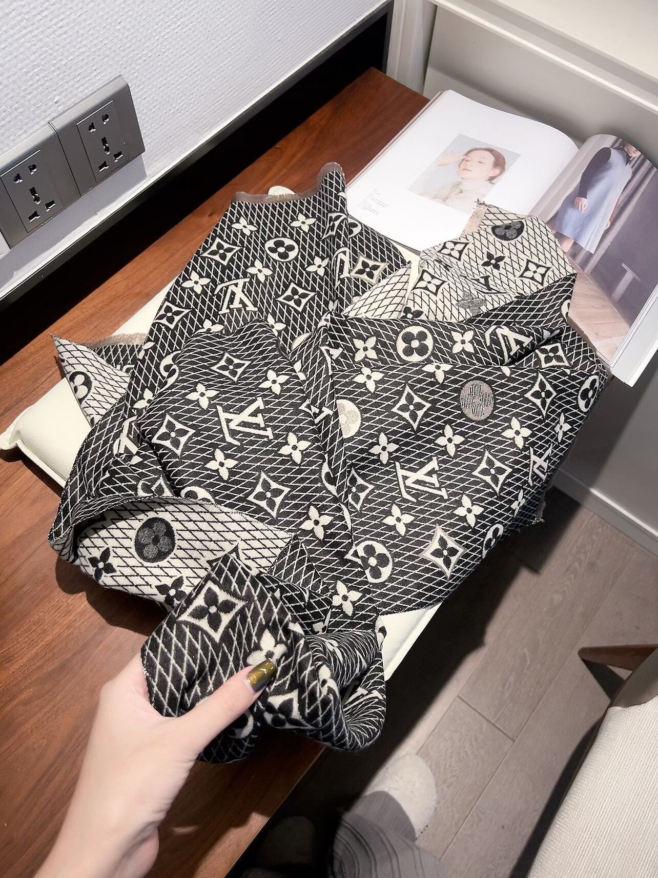 Double-sided jacquard plaid scarf mysite