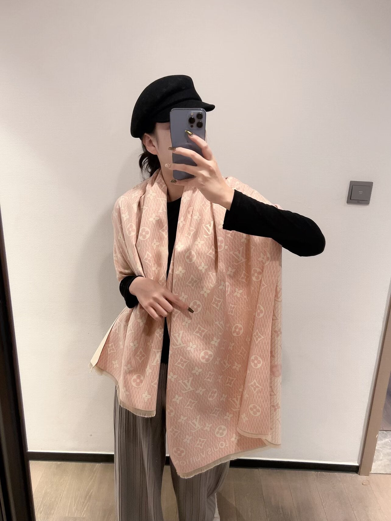 Double-sided jacquard plaid scarf mysite