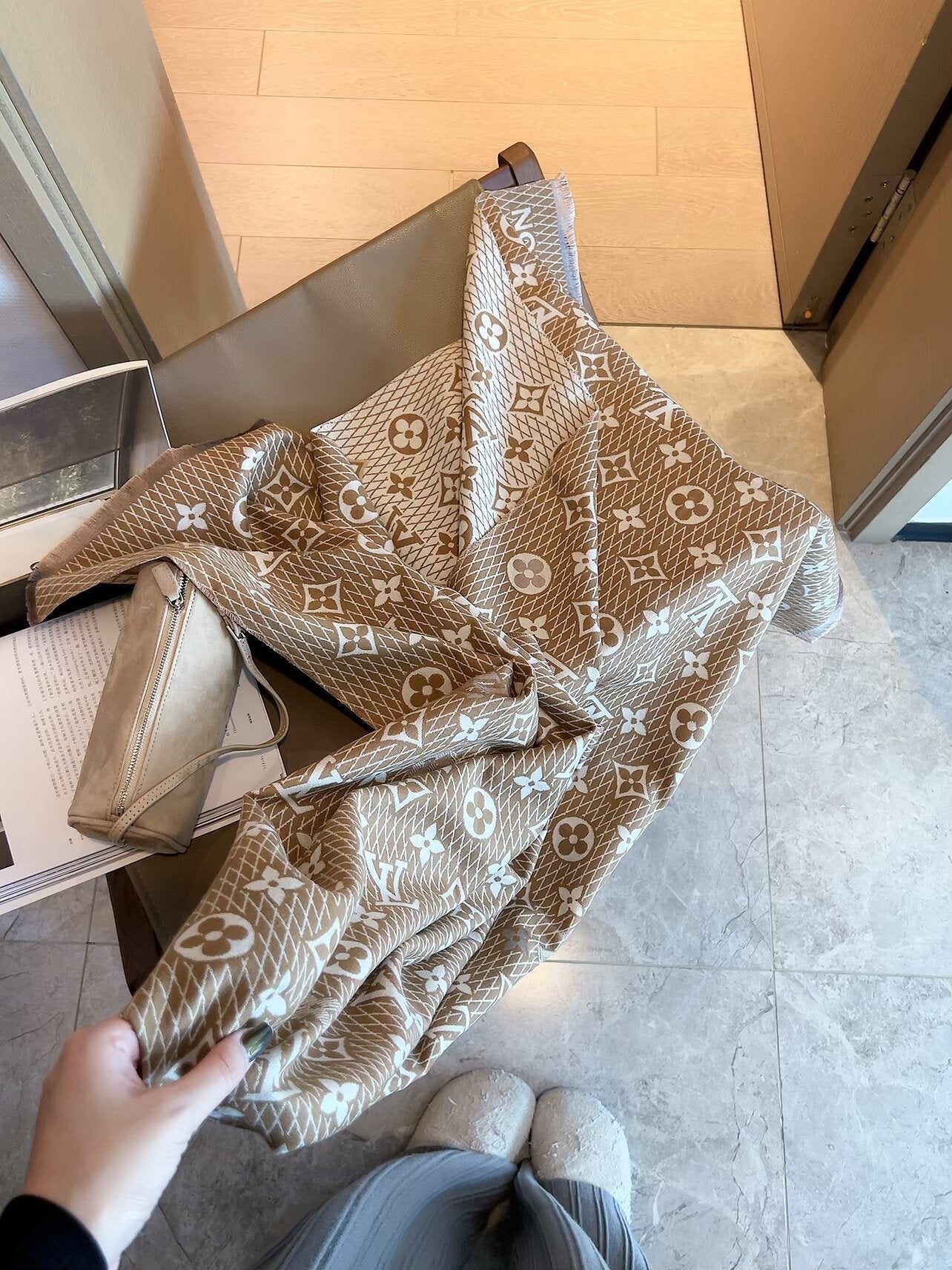 Double-sided jacquard plaid scarf mysite