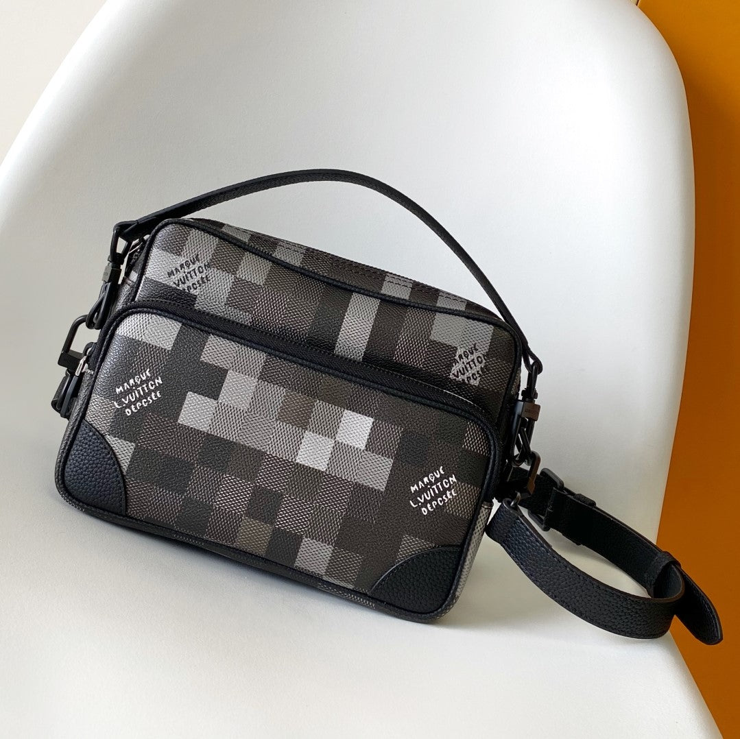 Lv Nil Messenger Black Damoflage Black Canvas- Black Metal mysite