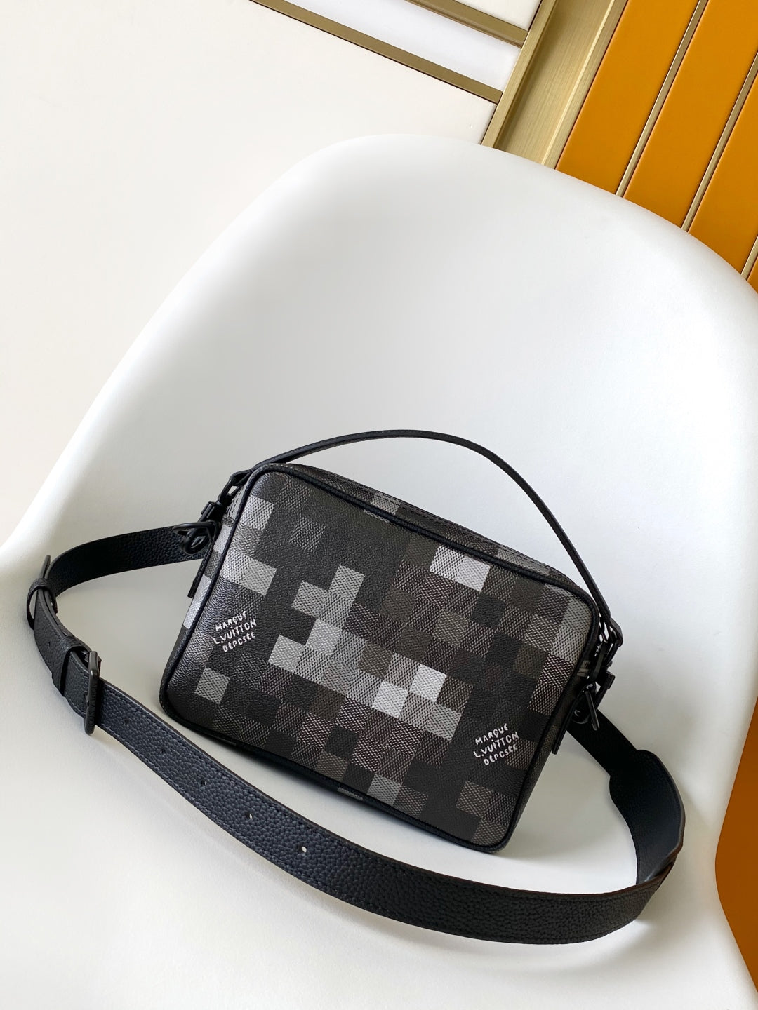 Lv Nil Messenger Black Damoflage Black Canvas- Black Metal mysite