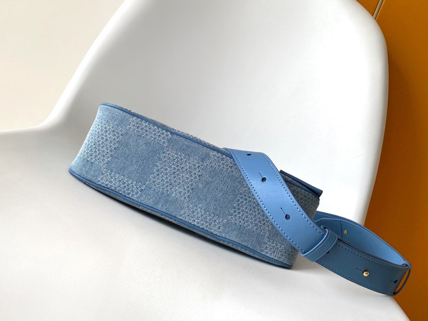 LV Pochette Accessories XL Denim Blue Cotton 3D Effect Damier Denim Pattern GHW mysite