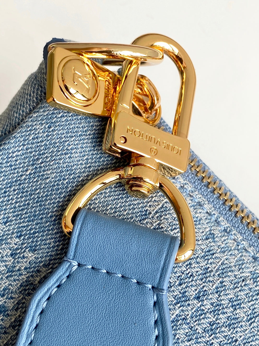 LV Pochette Accessories XL Denim Blue Cotton 3D Effect Damier Denim Pattern GHW mysite