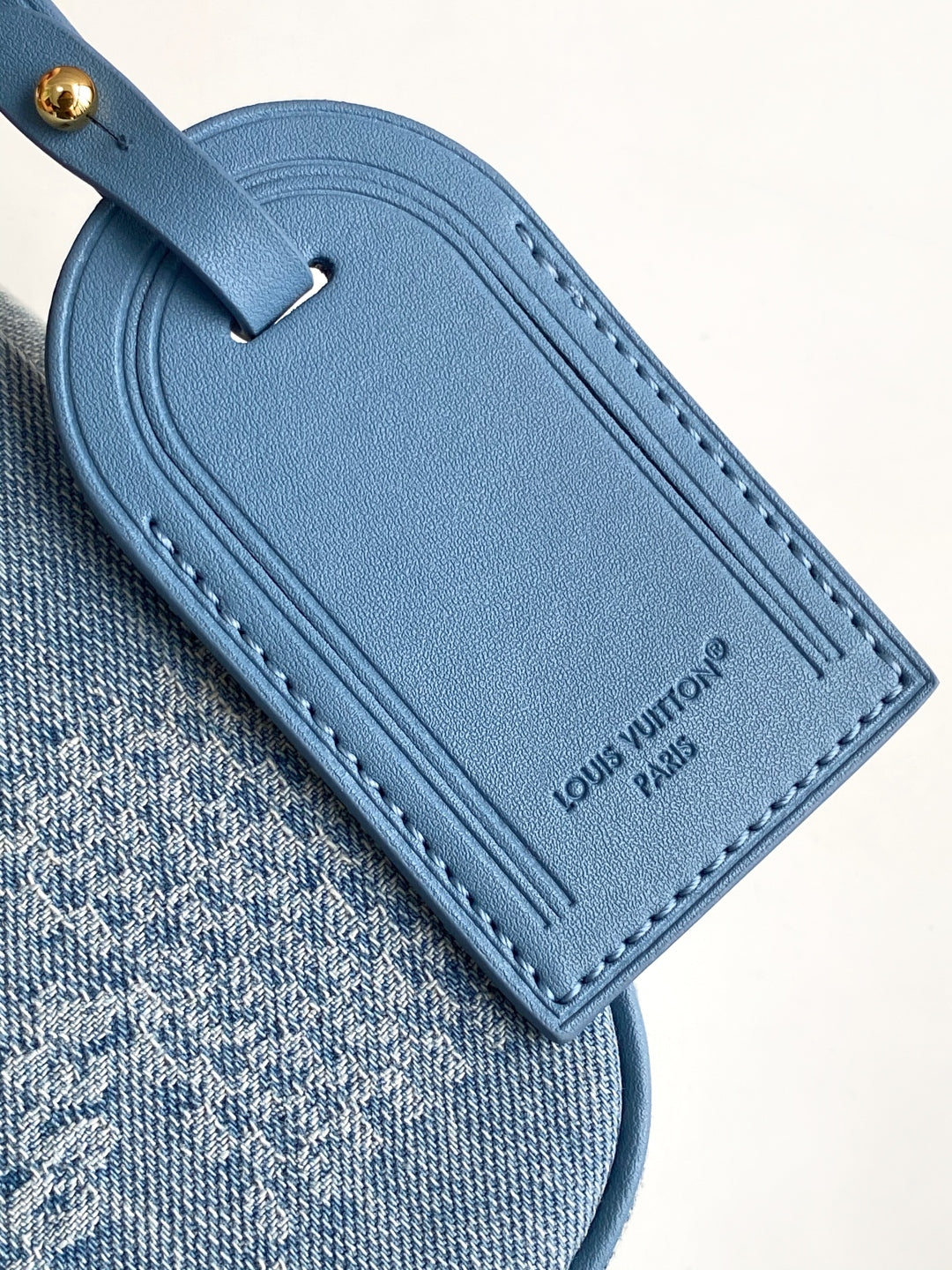 LV Pochette Accessories XL Denim Blue Cotton 3D Effect Damier Denim Pattern GHW mysite