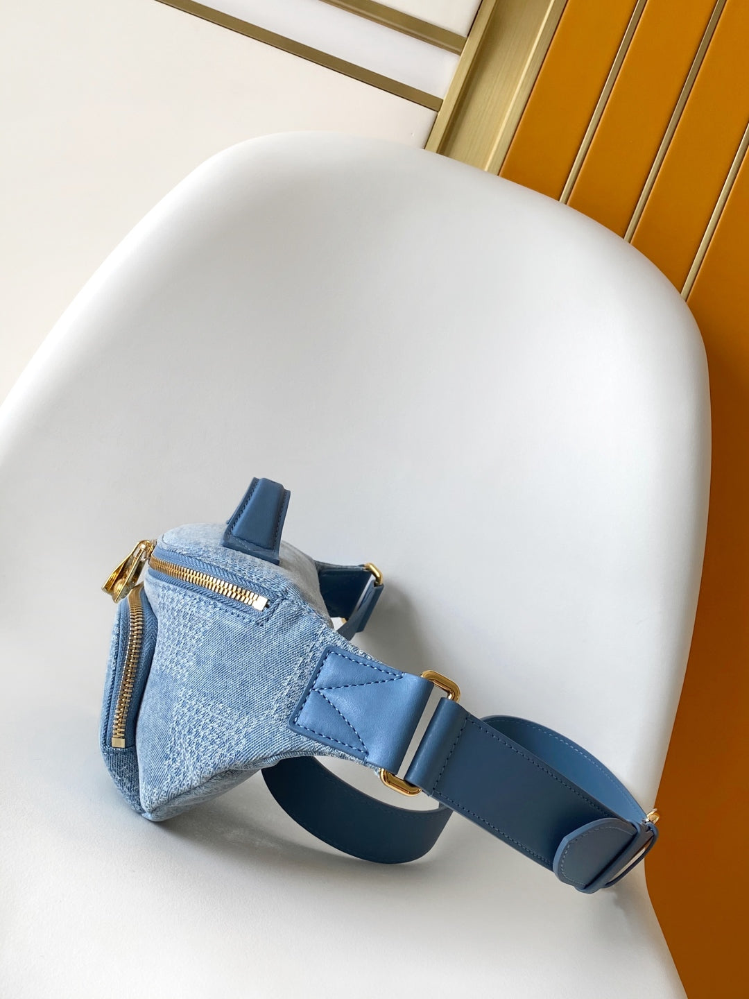 LV  Rush Bumbag Denim Blue Cotton 3D Effect Damier Denim Pattern mysite