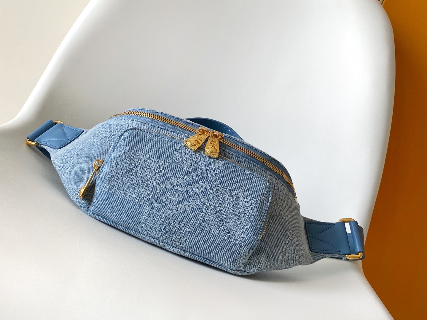 LV  Rush Bumbag Denim Blue Cotton 3D Effect Damier Denim Pattern mysite