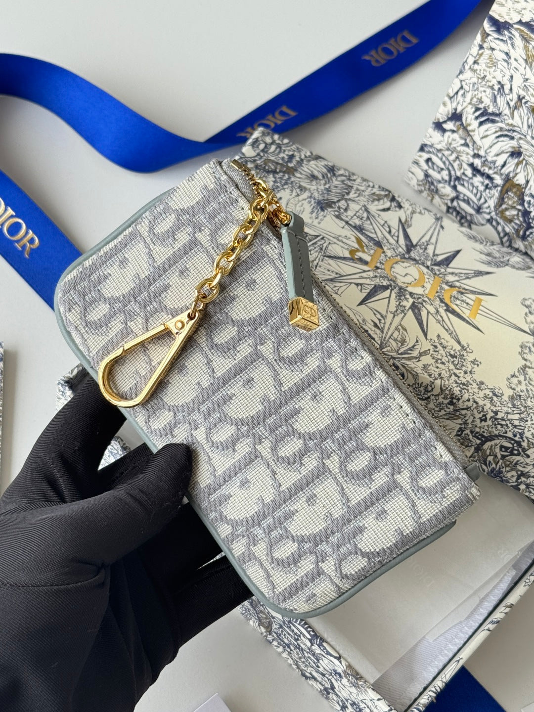 CD 30 Montaigne Coin Purse Key Bag Grey Jacquard GHW mysite