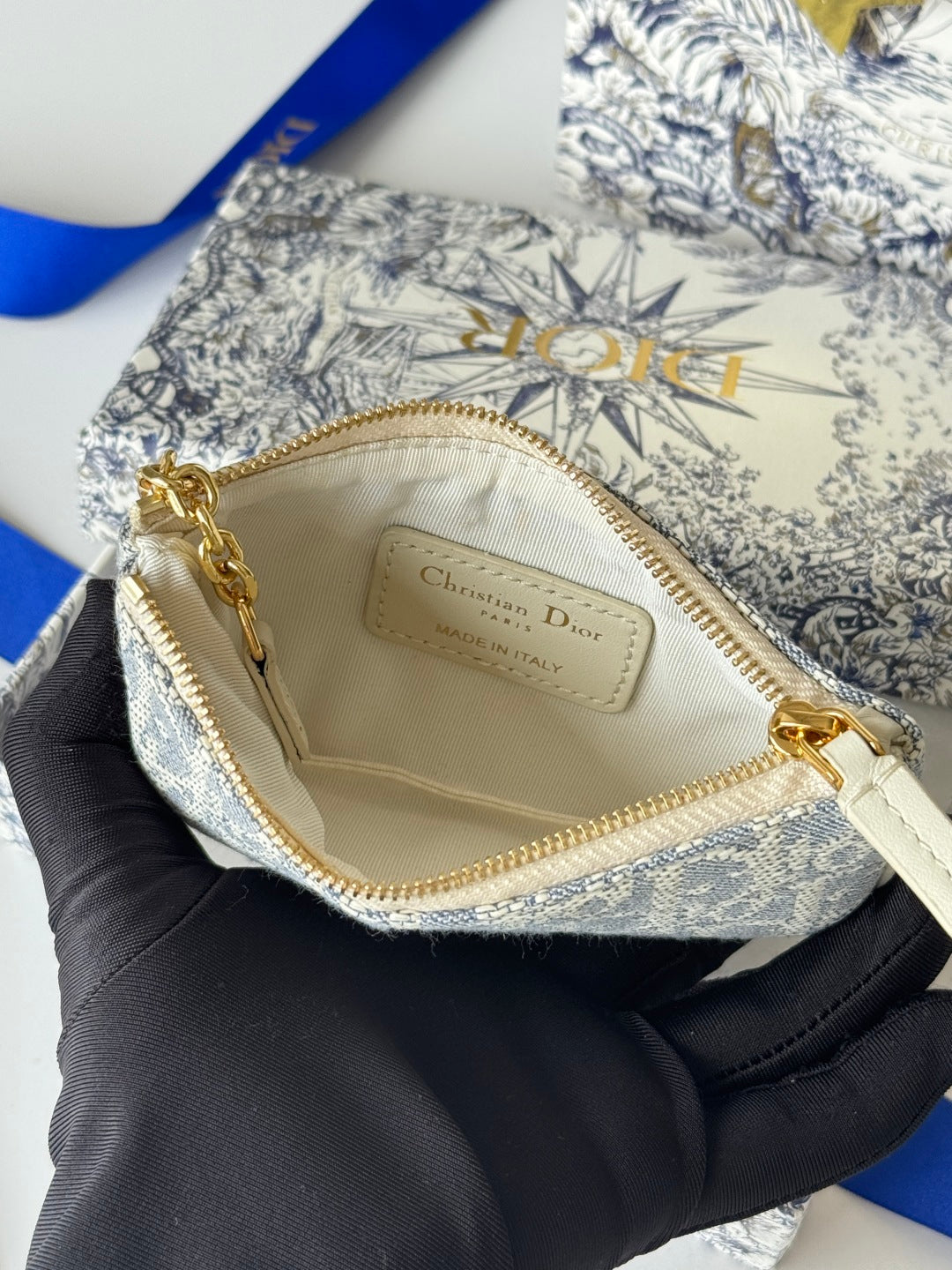 CD 30 Montaigne Coin Purse Key Bag Grey White Jacquard GHW mysite