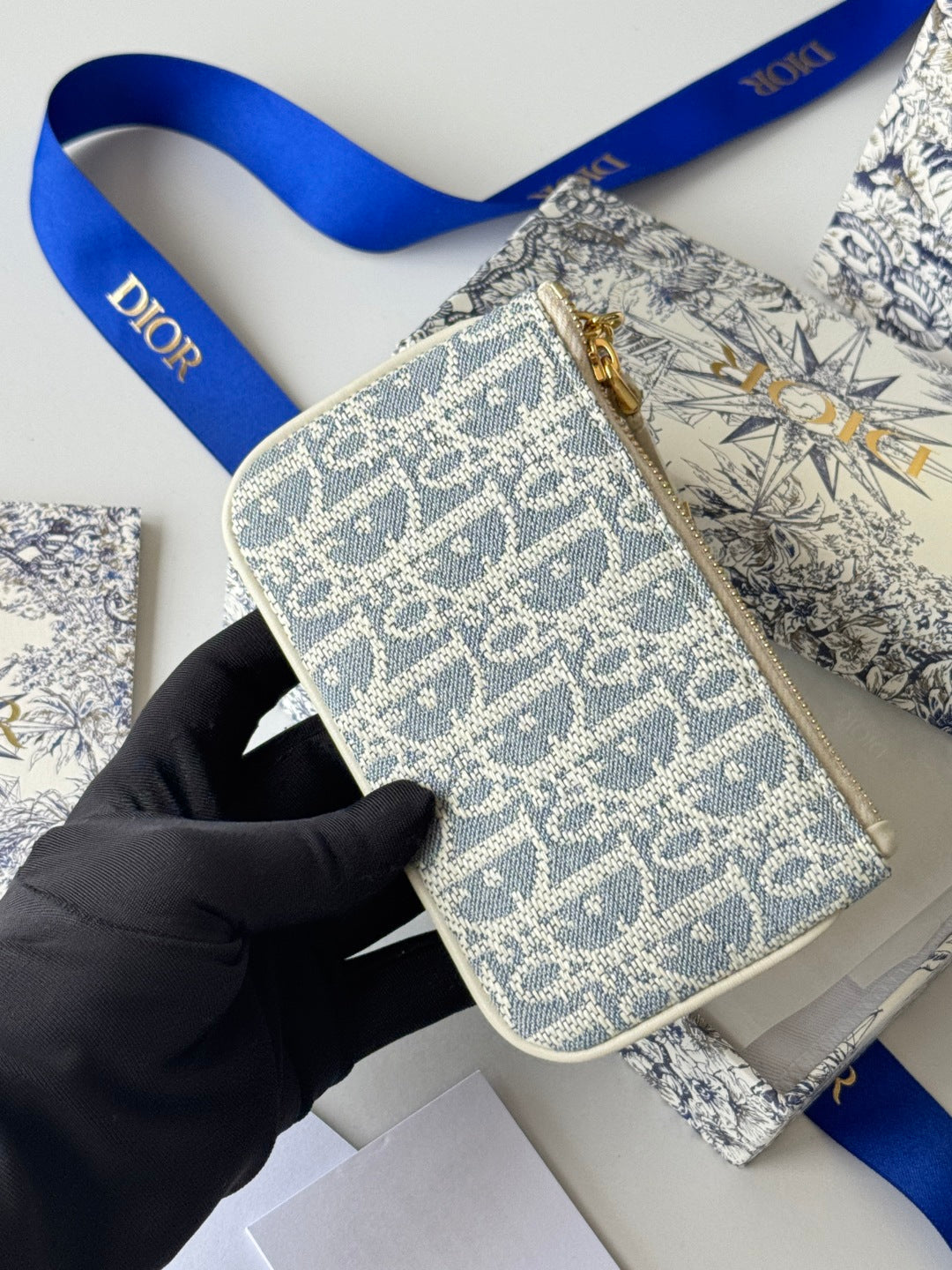 CD 30 Montaigne Coin Purse Key Bag Grey White Jacquard GHW mysite