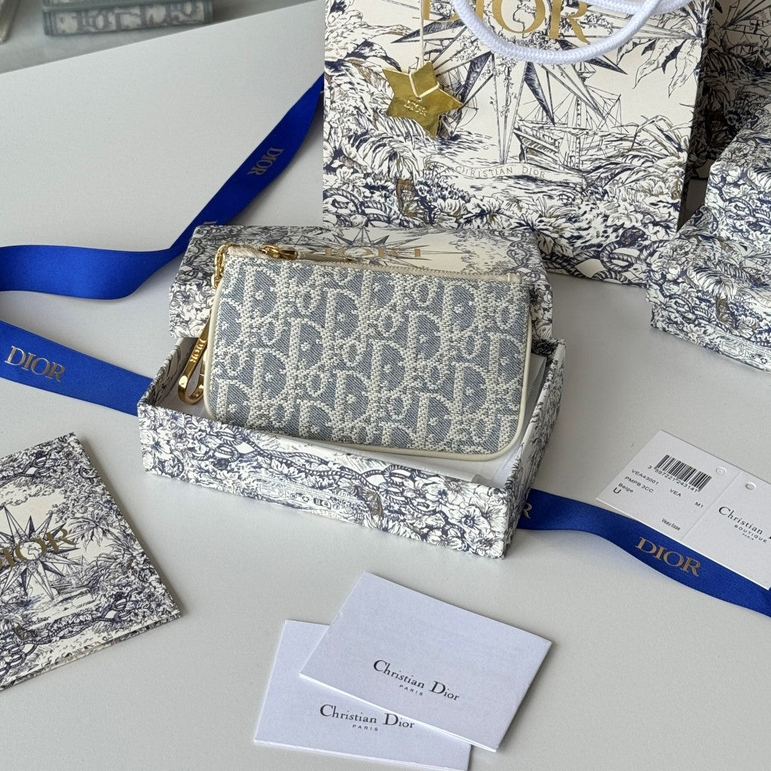 CD 30 Montaigne Coin Purse Key Bag Grey White Jacquard GHW mysite