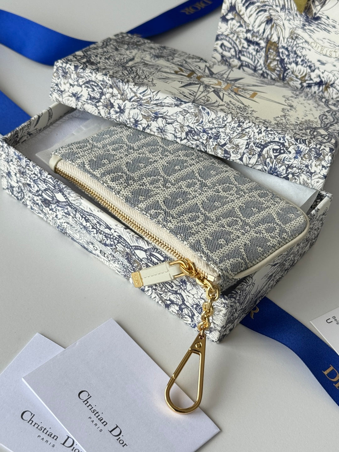 CD 30 Montaigne Coin Purse Key Bag Grey White Jacquard GHW mysite