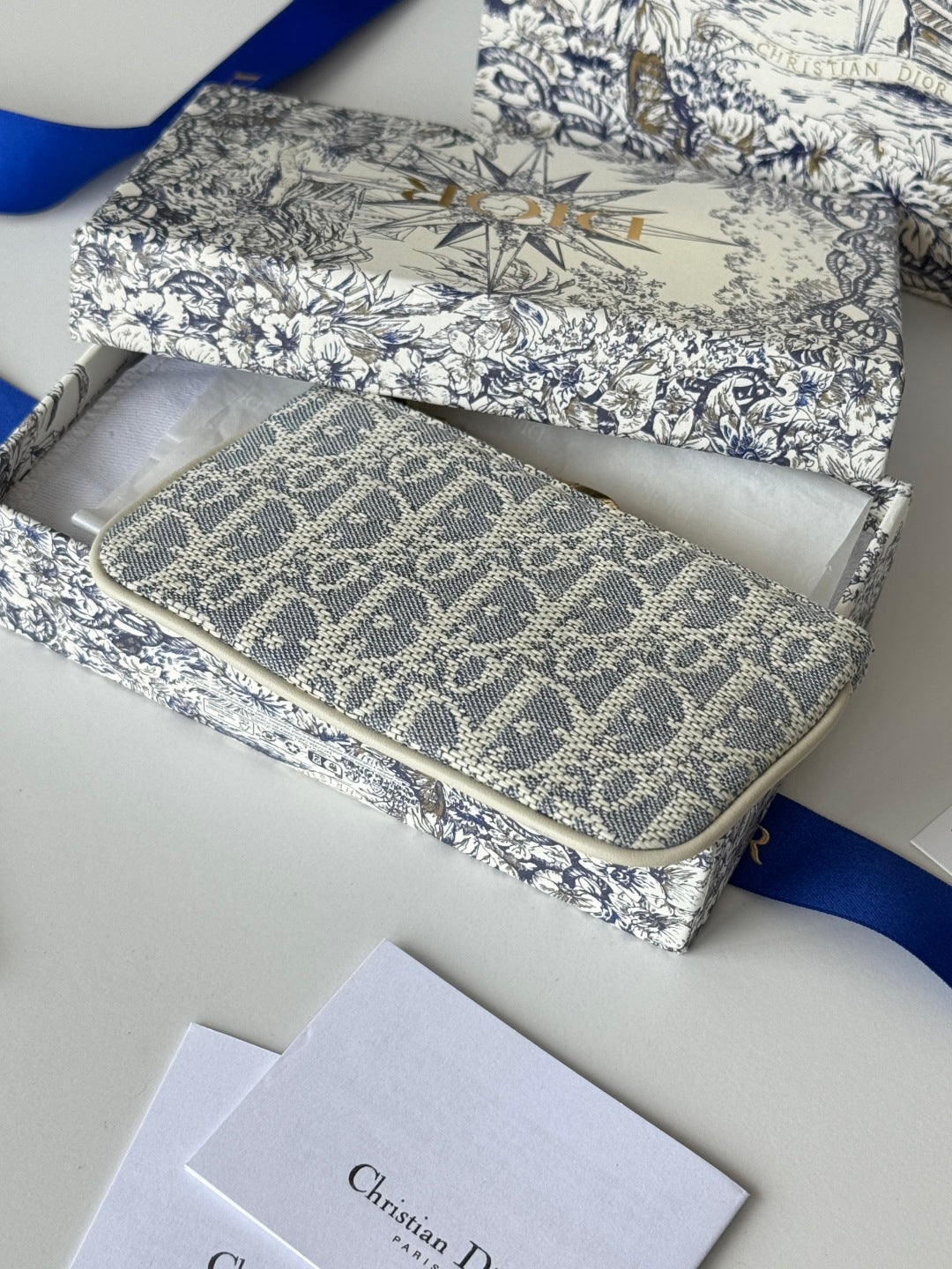 CD 30 Montaigne Coin Purse Key Bag Grey White Jacquard GHW mysite