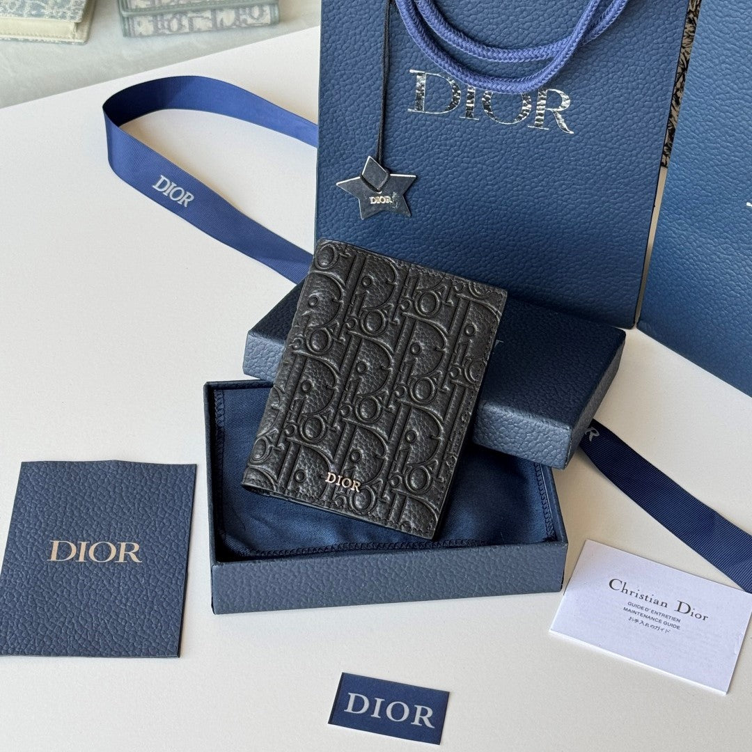 CD Vertical Bifold Card Holder Black Grain Cowhide mysite