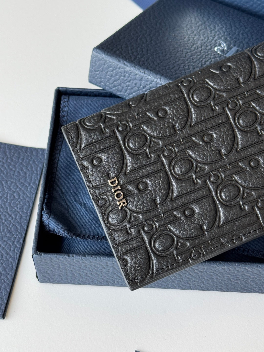 CD Vertical Bifold Card Holder Black Grain Cowhide mysite