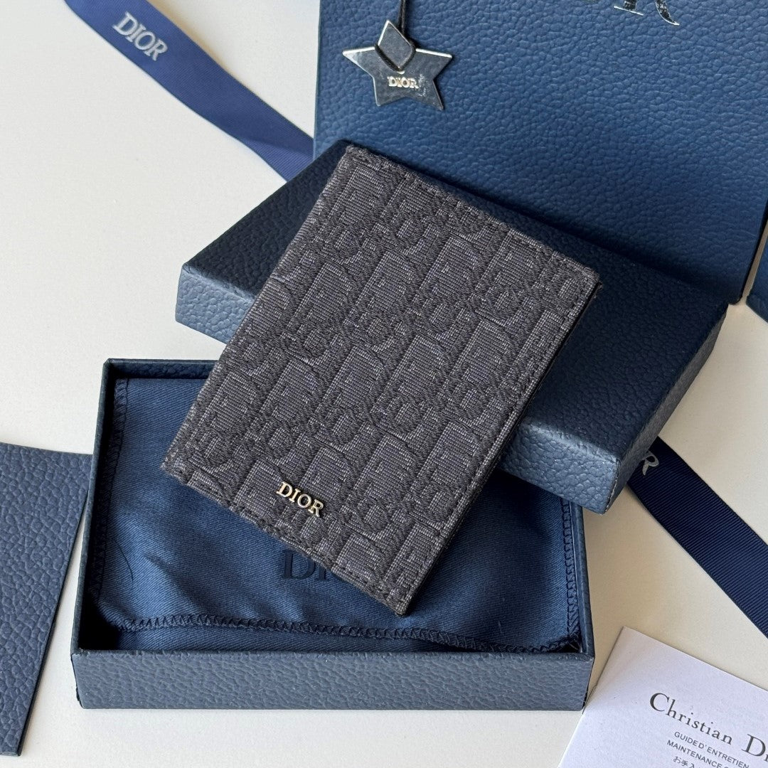 CD Oblique Passport Holder Black Jacquard Cowhide mysite