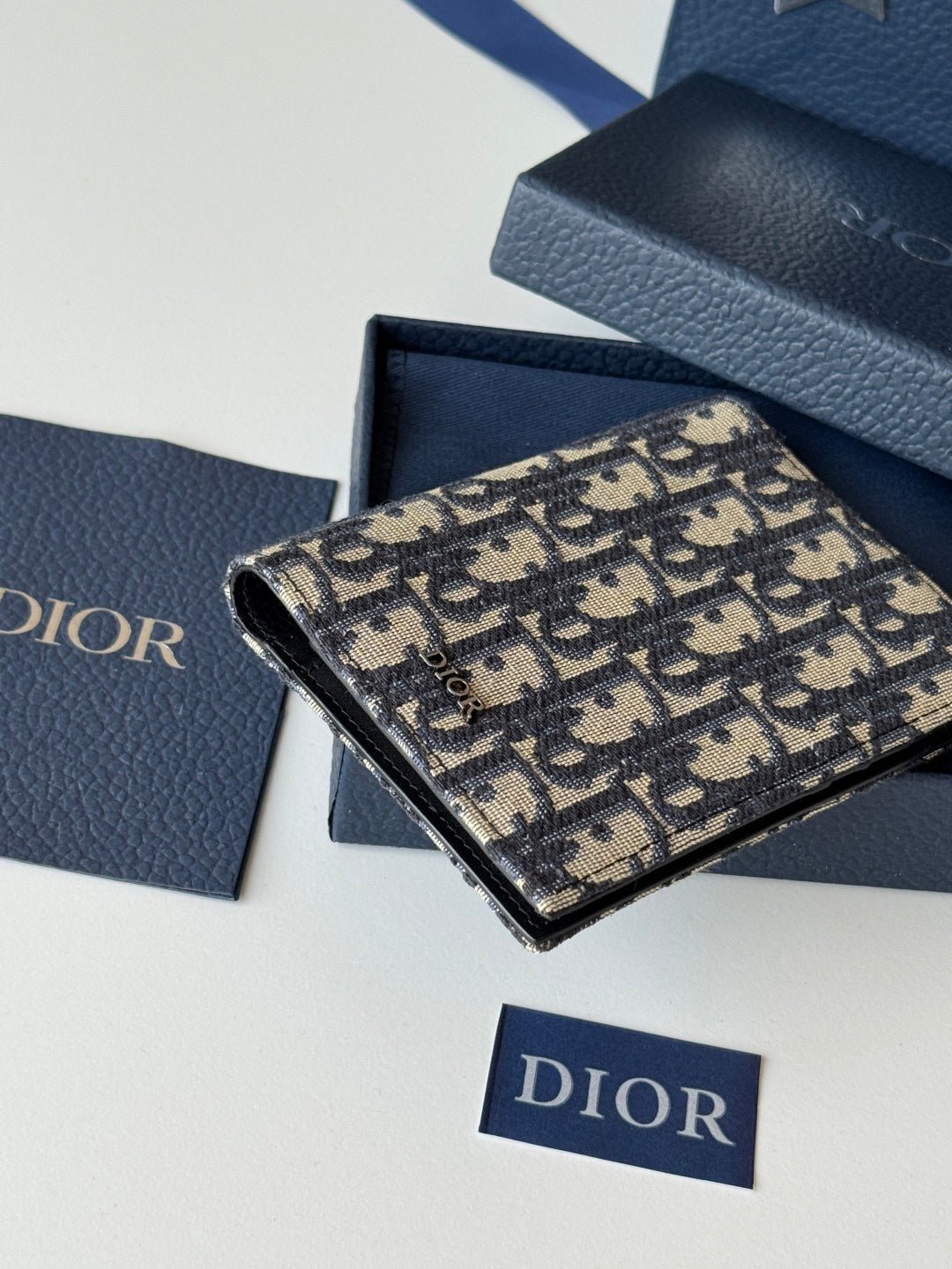 CD Oblique Passport Holder Black Beige Jacquard Cowhide mysite