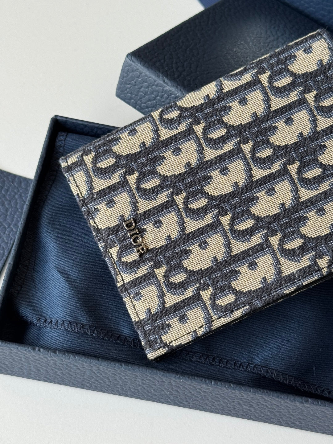 CD Oblique Passport Holder Black Beige Jacquard Cowhide mysite